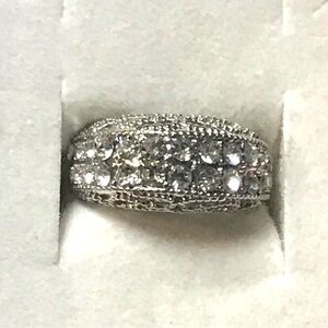 New Men’s sterling silver white sapphire filigree pinkie ring size 5